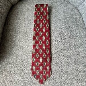 Vintage Bill Blass Black Label Tie Red Gold Navy Geometric Pattern 1990s